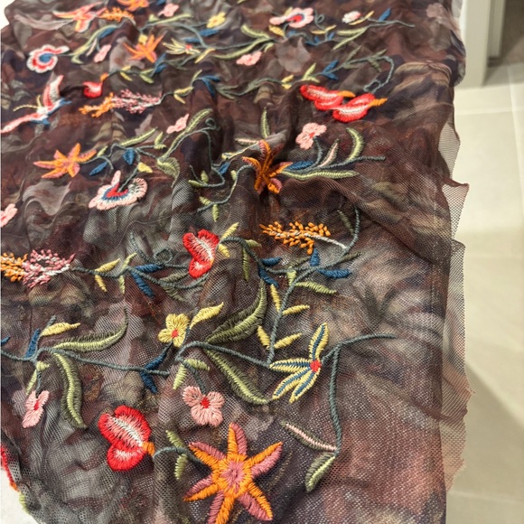 Johnny Was BIYA Embroidered Mesh Dress Boho Floral RARE like new - Picture 11 of 16